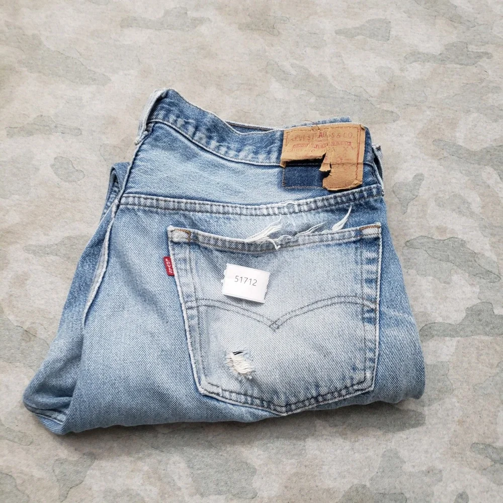 Vintage Levis 501 Jeans Mens 36x30 Blue Button Fly Straight Leg Workwear USA
